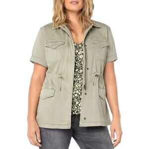 Liverpool Los Angeles Short Sleeve Cargo Jacket Sagebush Green Women Size S NWT